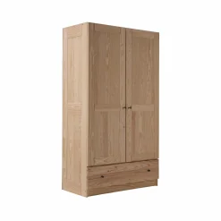 Enfant Camif Armoires|Armoires Et Dressing>Armoire bois massif 2 portes 1 tiroir Iris - - Poignées Noir