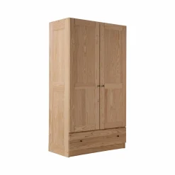 Enfant Camif Armoires|Armoires Et Dressing>Armoire bois massif 2 portes 1 tiroir Iris - - Poignées Noir