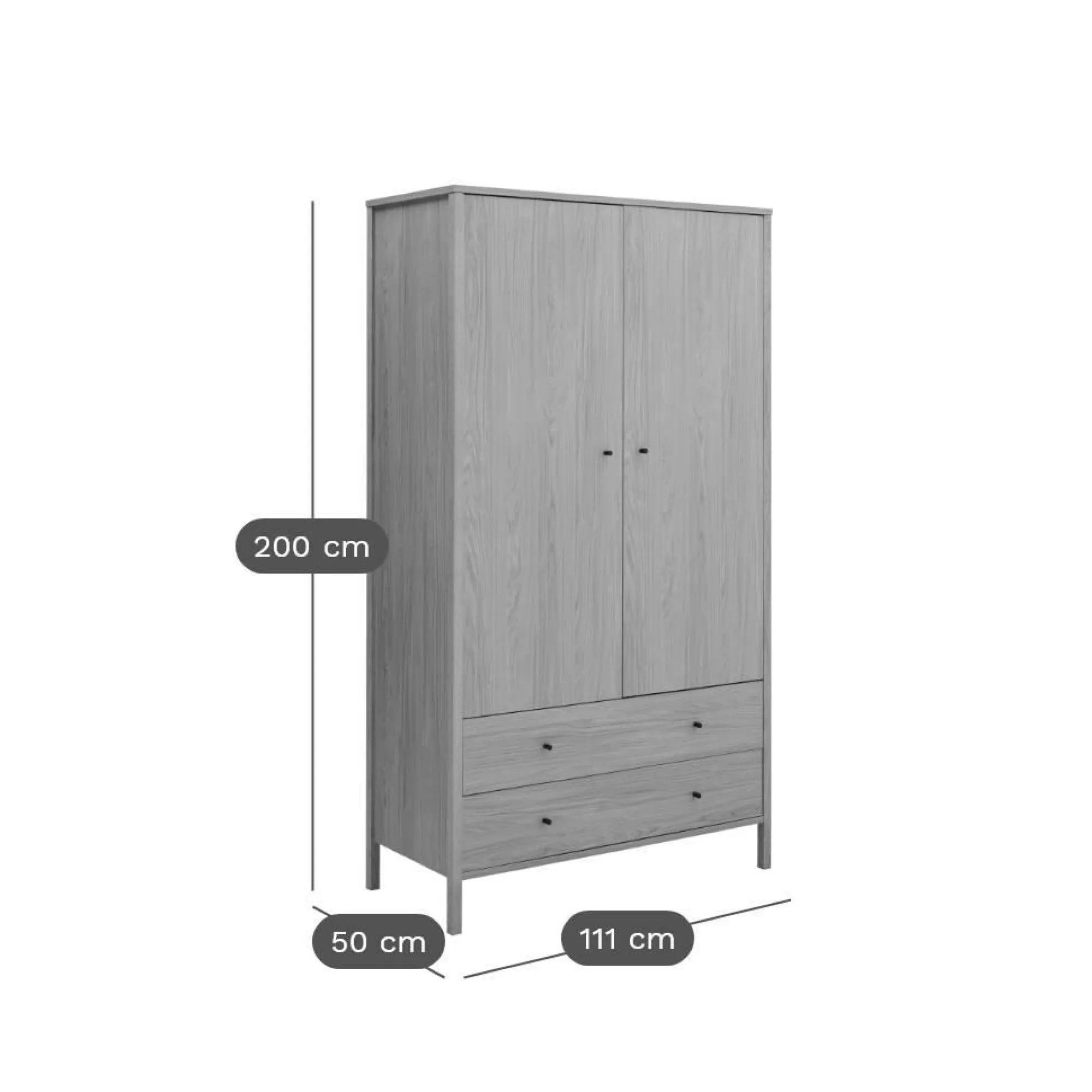Camif Armoires|Armoires Et Dressing>Armoire décor bois 2 portes 2 tiroirs Simon