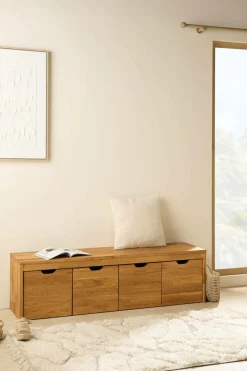 Camif Meubles Tv|Meubles D'Entrée>Banc bois massif 4 cubes de rangement Cyriel -