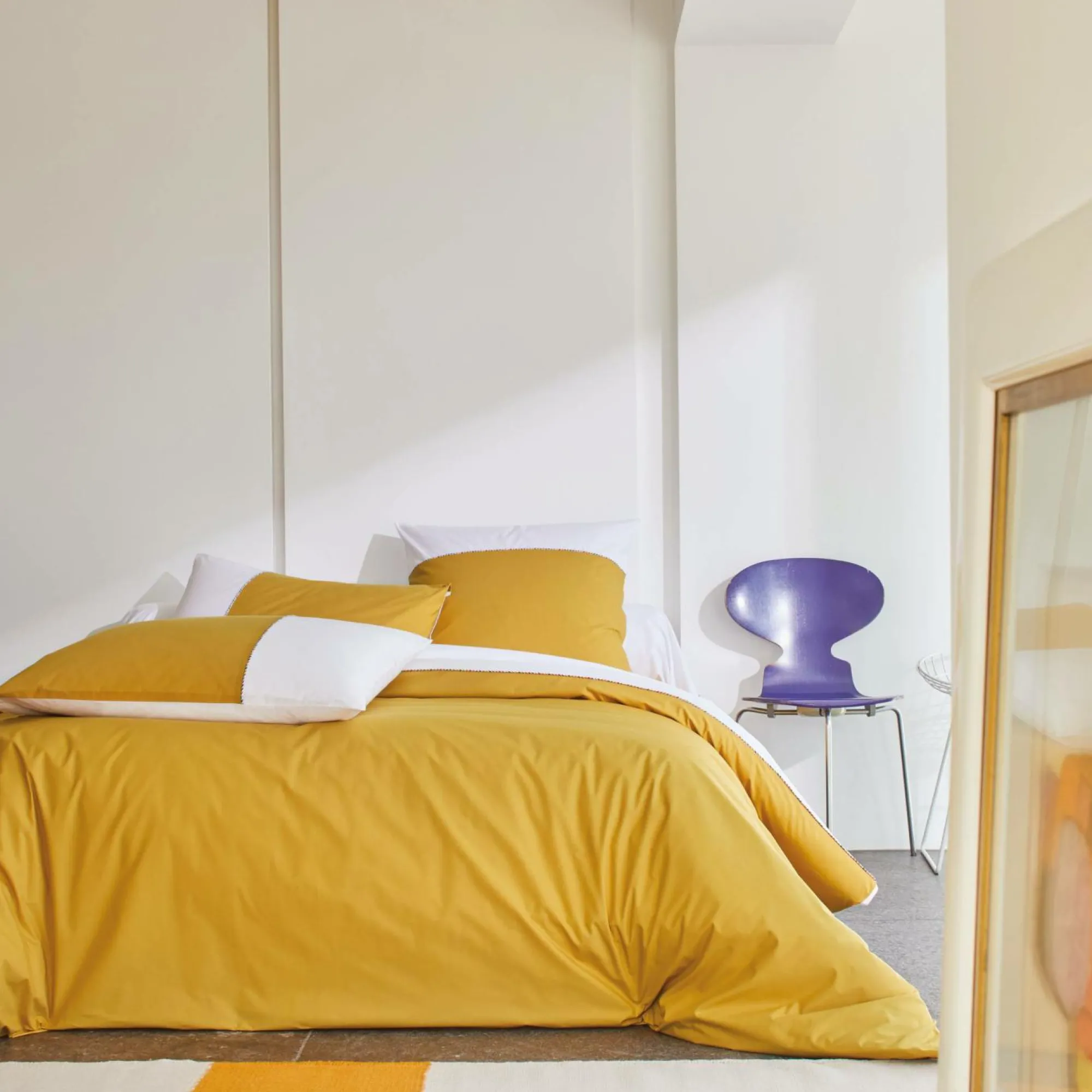 Camif Taies D'Oreiller>BLANC DES VOSGES Taie bicolore percale, Duo - - Taie d'oreiller 50 x 75 cm