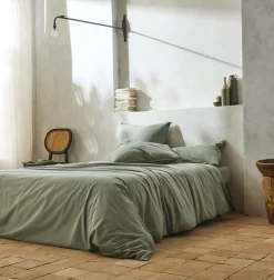 Camif Taies D'Oreiller>BLANC DES VOSGES Taie d'oreiller percale lavée Bohème - - Taie d'oreiller 65 x 65 cm