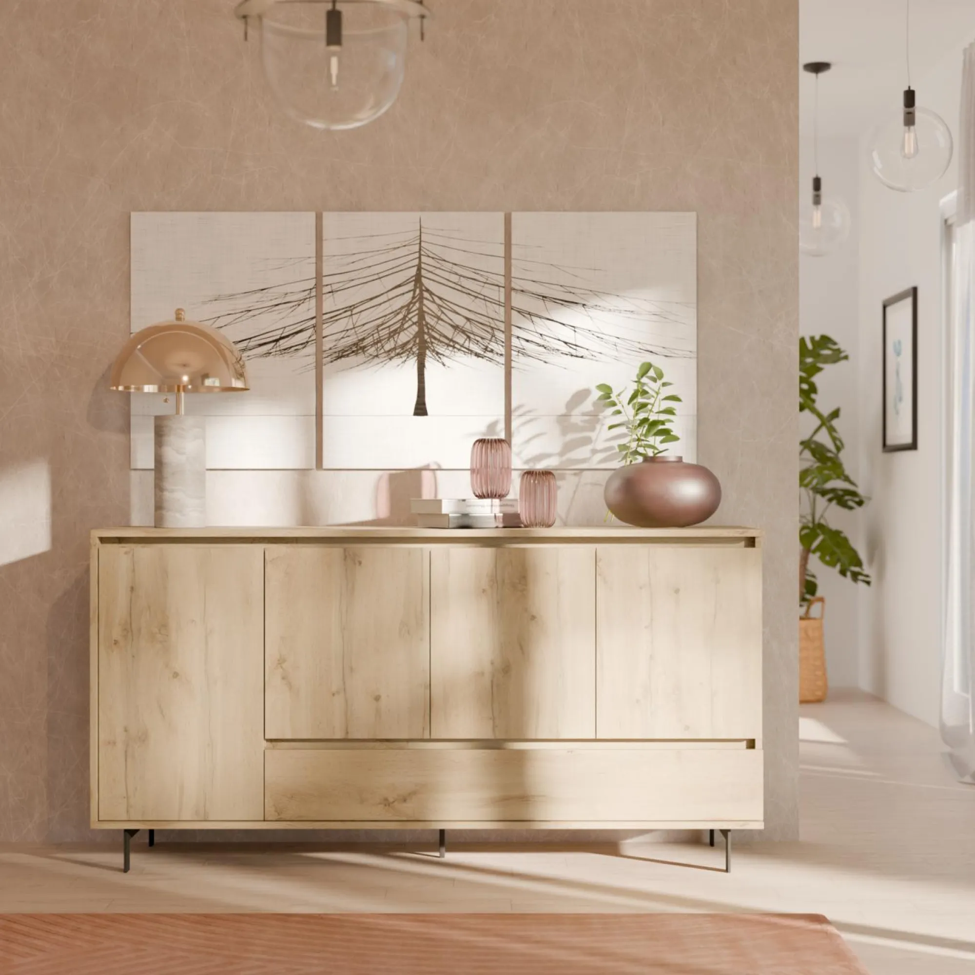 Camif Buffets>Buffet 4 portes 1 tiroir décor bois Gustavo -