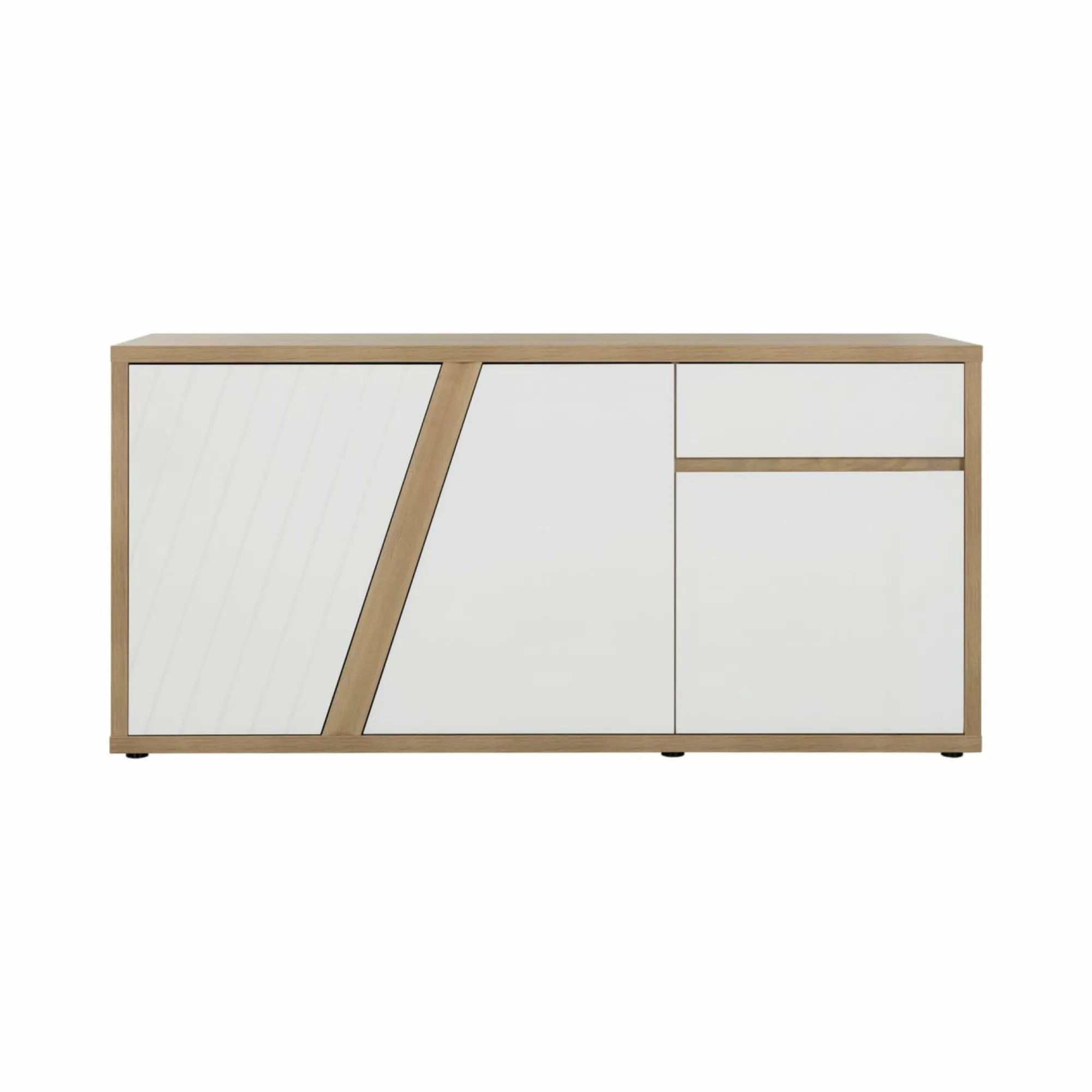 Camif Buffets>Buffet décor bois et blanc 3 portes 1 tiroir Gustave