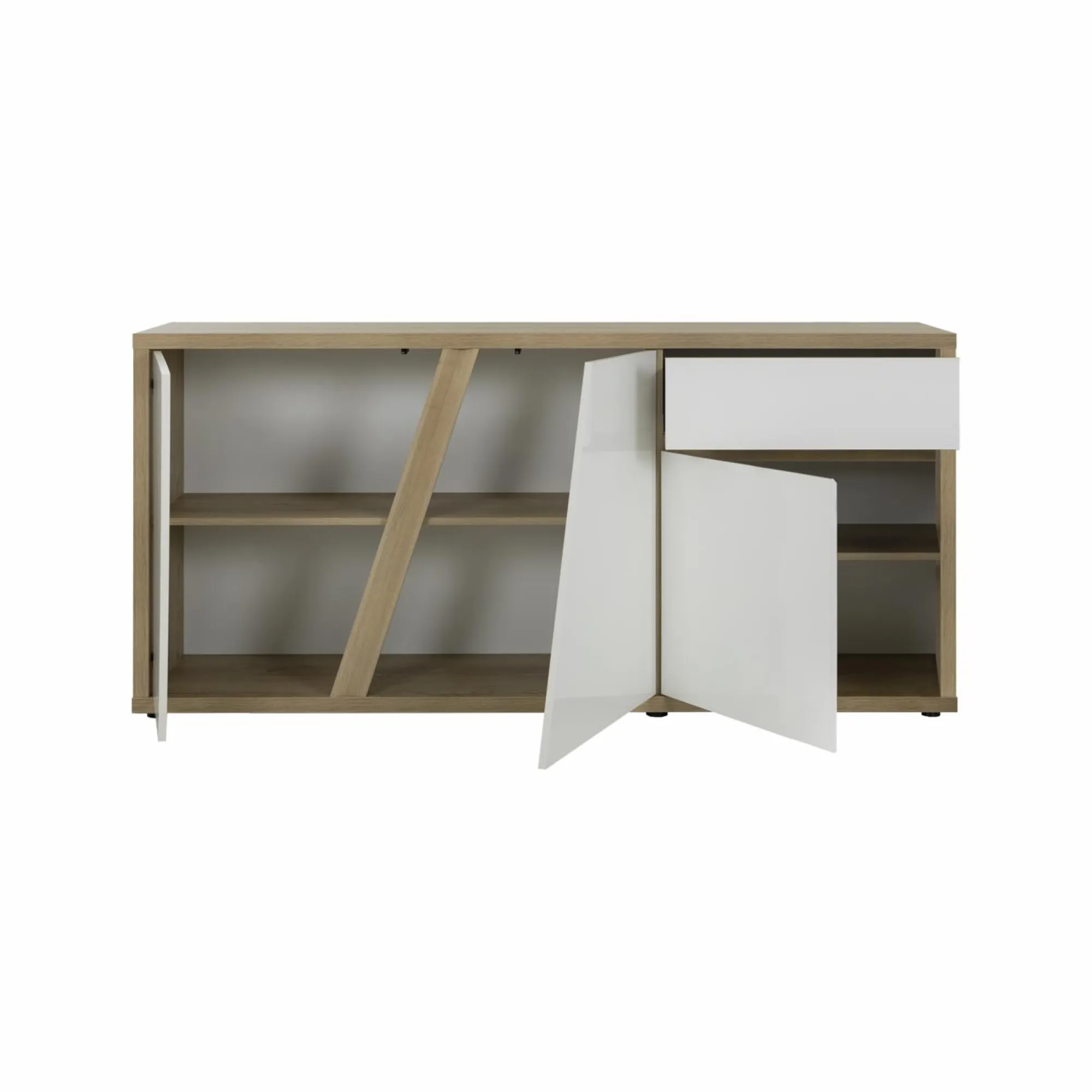 Camif Buffets>Buffet décor bois et blanc 3 portes 1 tiroir Gustave