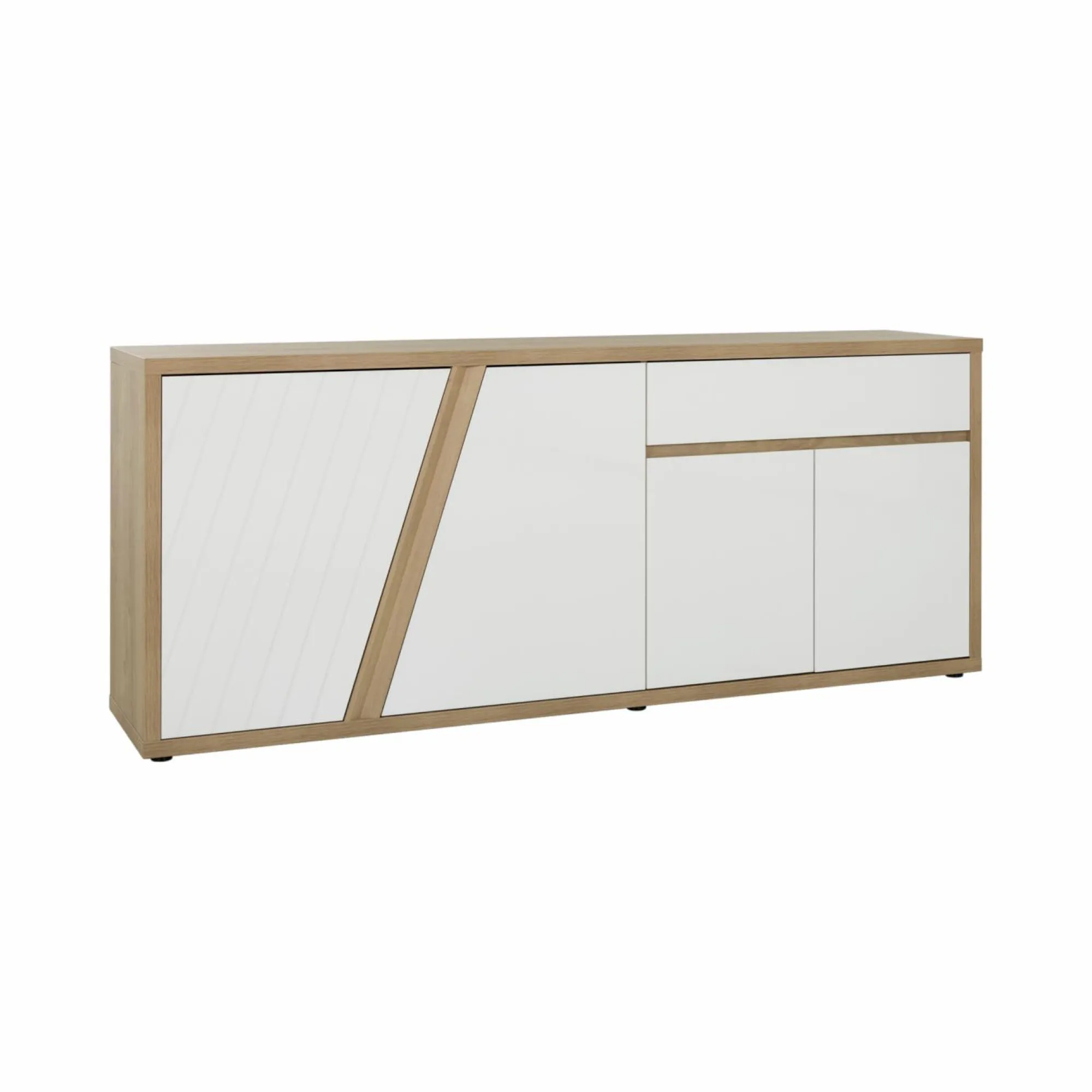 Camif Buffets>Buffet décor bois et blanc 4 portes 1 tiroir Gustave