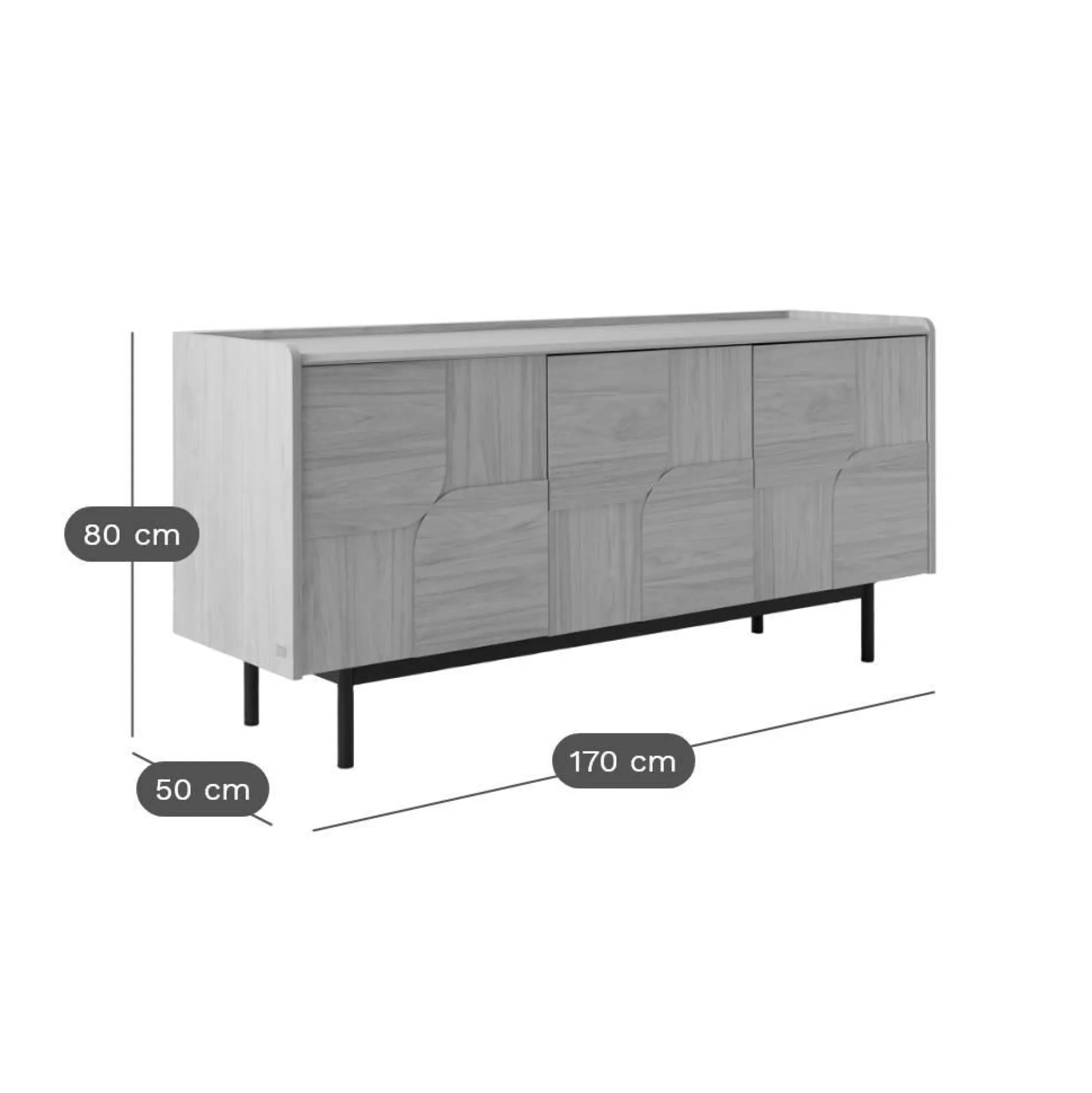 Camif Buffets>Buffet décor bois pieds métal 3 portes Mila