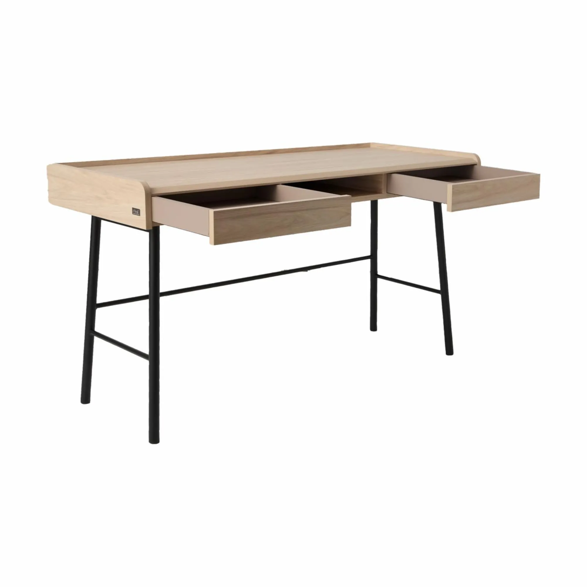 Camif Bureaux>Bureau décor bois pieds métal 2 tiroirs Mila