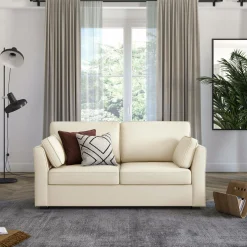 Camif Canapés Droits>Canapé convertible tissu coton déhoussable Marbella - Beige - 2 places