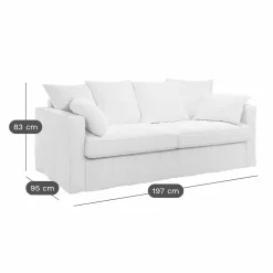 Camif Canapés Droits|Canapés Fixes>Canapé lin froissé déhoussable Moëze - Vert Kaki - 3 places