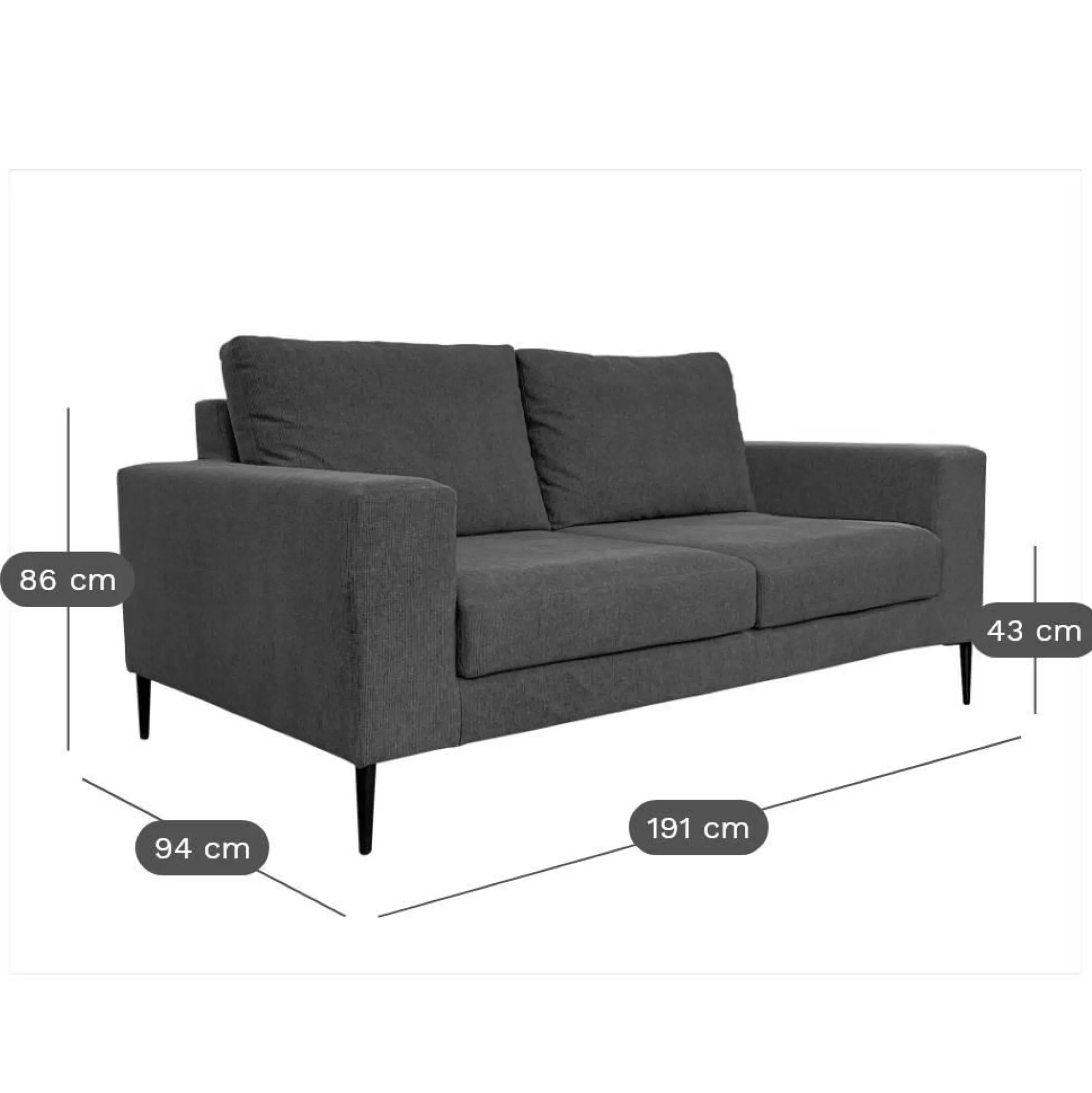 Camif Canapés Fixes>Canapé tissu déhoussable Morgan - - 3 places