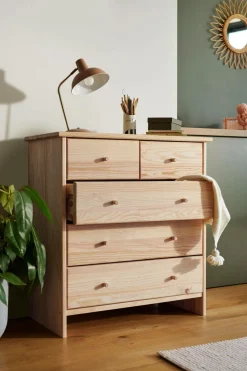 Enfant Camif Chambres Enfant|Chambres Enfant>Commode bois massif 5 tiroirs Iris - - Poignées Bois