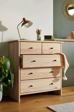 Enfant Camif Chambres Enfant|Chambres Enfant>Commode bois massif 5 tiroirs Iris - - Poignées Noir