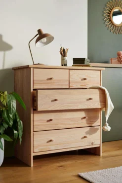 Enfant Camif Chambres Enfant|Chambres Enfant>Commode bois massif 5 tiroirs Iris - - Poignées Bois