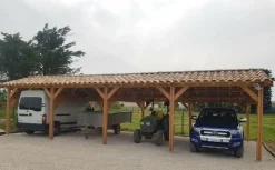 Camif Carports Et Pergola>CPBF-CHARPENTES Abri deux Pentes Faitage Décalé pour Voiture Champagne Ardenne en Bois - 550 x 1250 cm