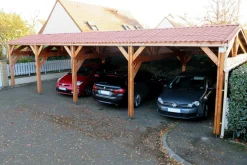 Camif Carports Et Pergola>CPBF-CHARPENTES Abri deux Pentes Faitage Décalé pour Voiture Champagne Ardenne en Bois Abri deux pentes faitage décalé - 550 x 950 cm