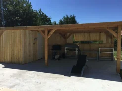 Camif Carports Et Pergola>CPBF-CHARPENTES Abri Toit Plat pour Voiture Île de France en Bois - 650 x 500 cm