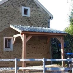 Camif Carports Et Pergola>CPBF-CHARPENTES Abri une Pente Adossé pour Voiture Bretagne en Bois - 400 x 1250 cm