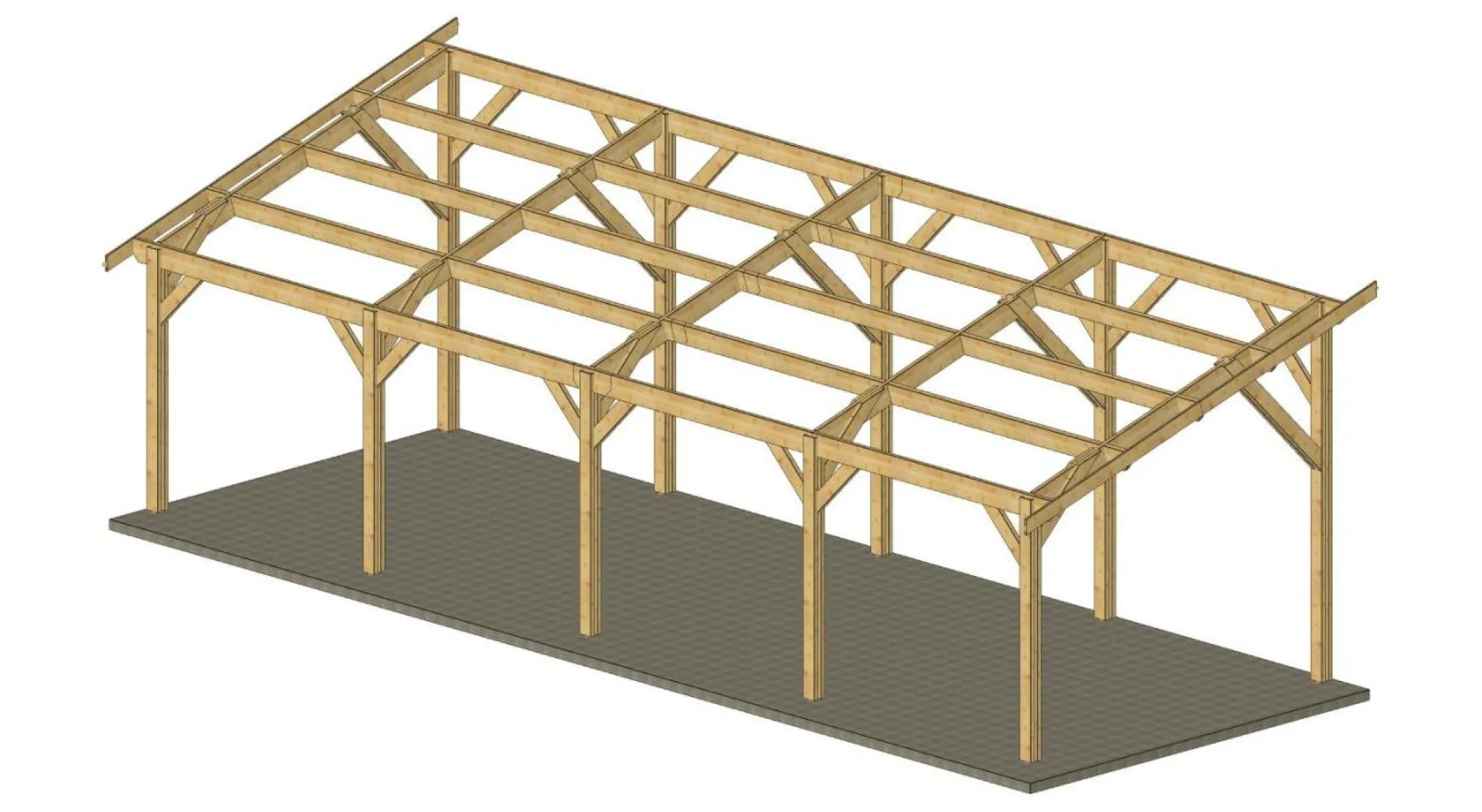 Camif Carports Et Pergola>CPBF-CHARPENTES Abri une Pente pour Voiture Provence en Bois - 450 x 1250 cm