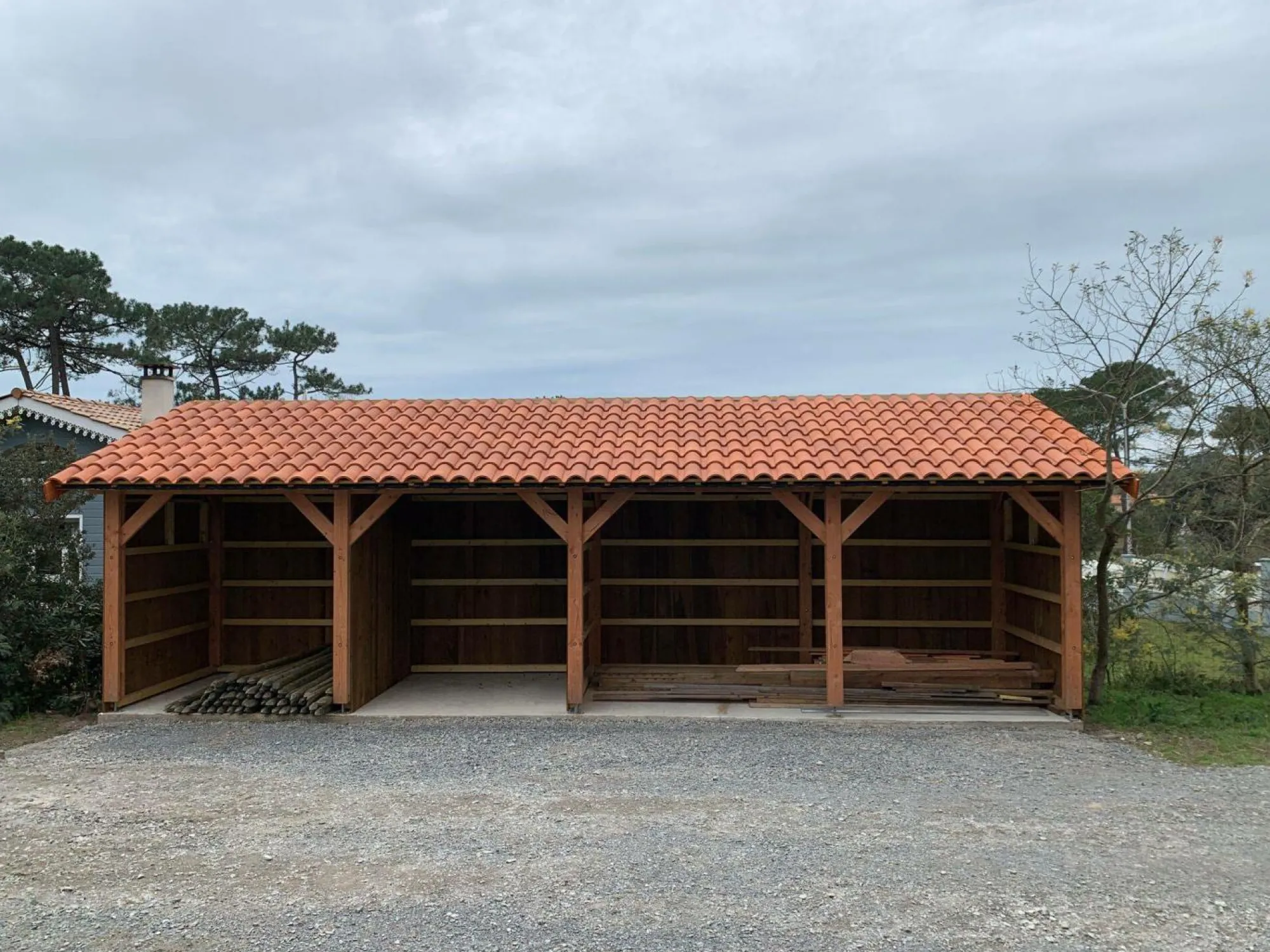 Camif Carports Et Pergola>CPBF-CHARPENTES Abri une Pente pour Voiture Provence en Bois - 450 x 950 cm