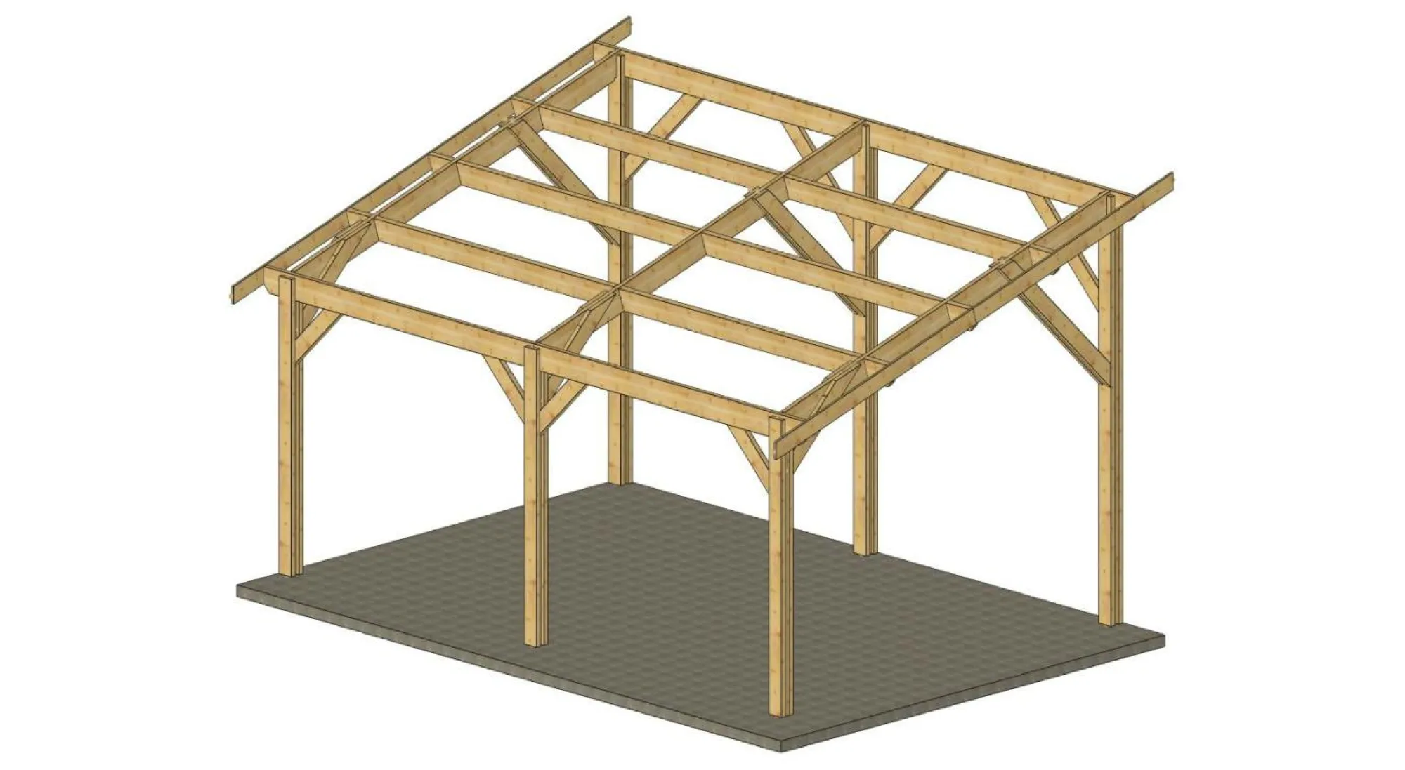 Camif Carports Et Pergola>CPBF-CHARPENTES Abri une Pente pour Voiture Provence en Bois - 450 x 650 cm