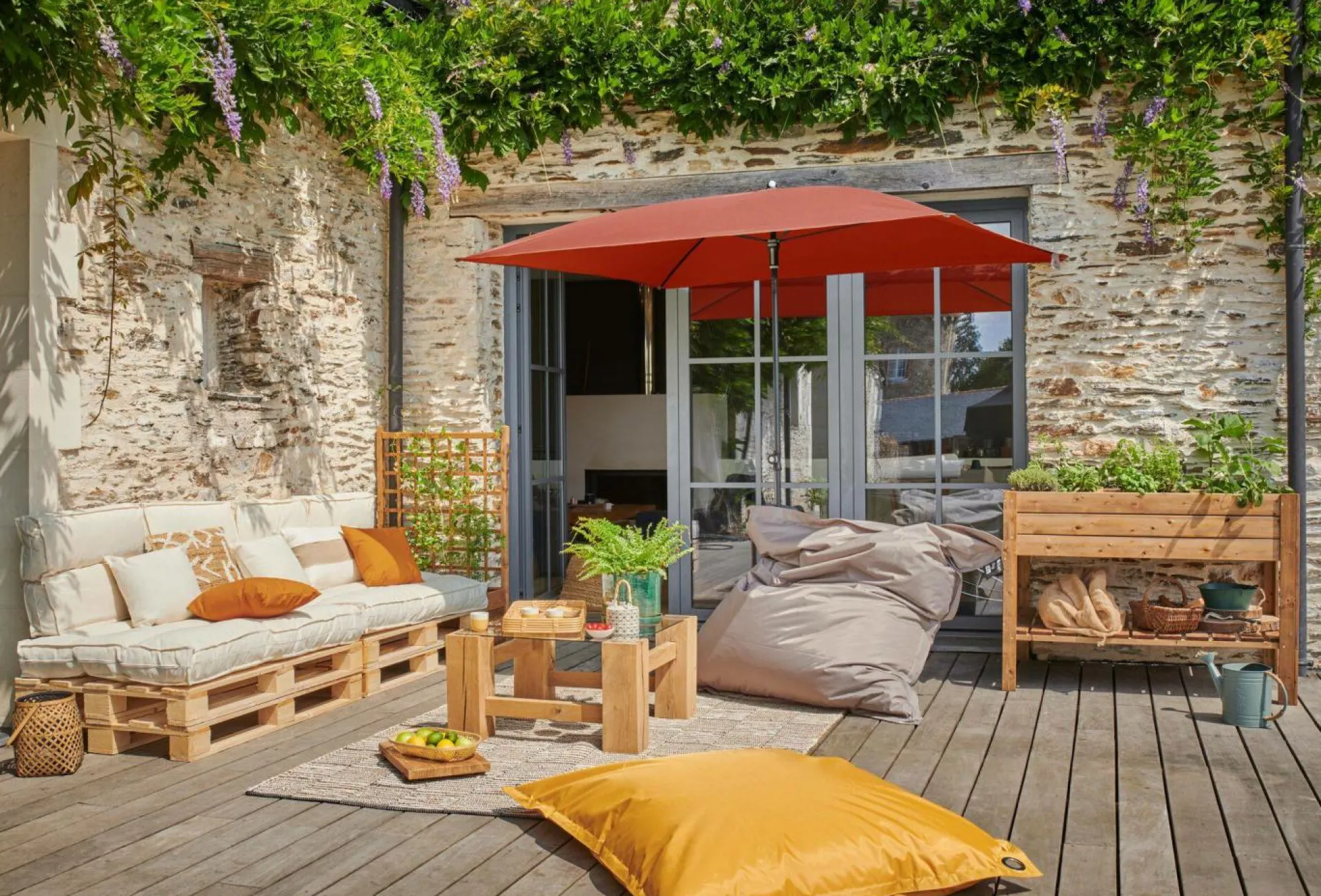 Camif Parasols>DOPPLER Parasol Rectangulaire 230 x 190 cm Sunline en Acier -