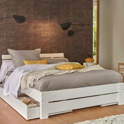 Camif Draps Housse>Drap housse grand bonnet 40cm percale bio Elise - - 160 x 200 cm