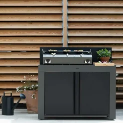 Camif Cuisines D'Extérieur|Dessertes Planchas>ENO Meuble de Cuisine pour Plancha 120 x 60 cm Félix en Acier Gris et Noir