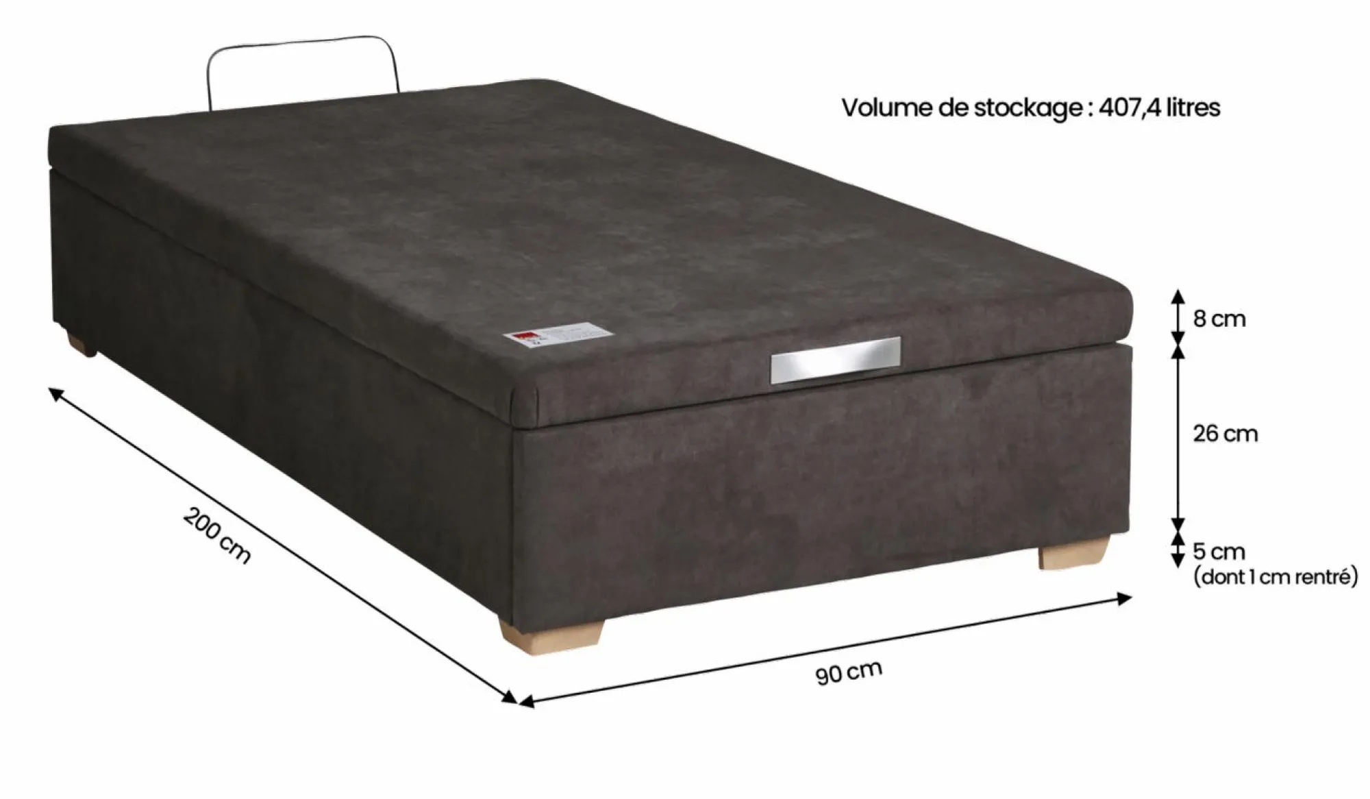 Camif Sommiers 140 X 190 Cm|Sommiers 160 X 200 Cm>EPEDA Sommier coffre 34 cm Hercule - - 90 x 200 cm