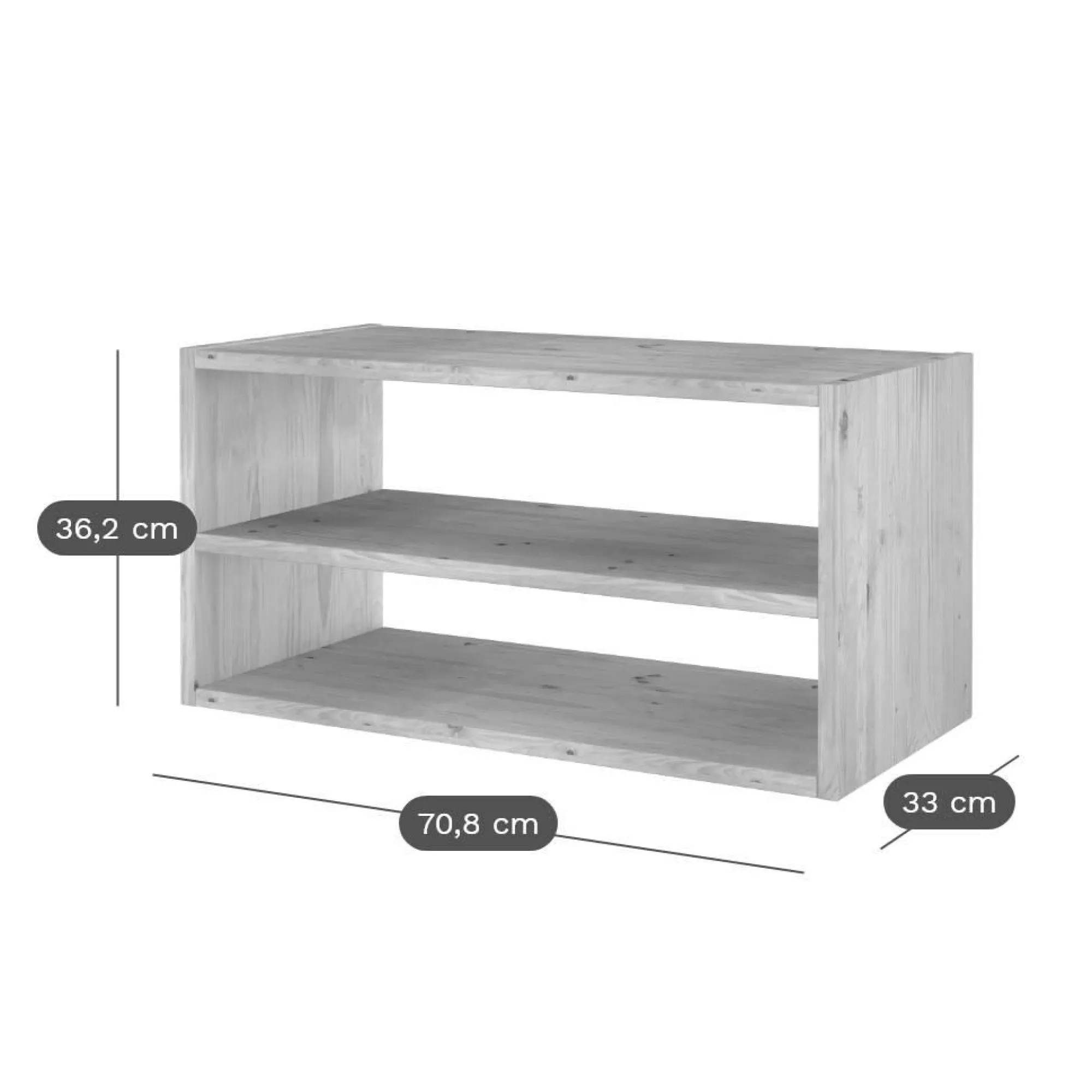 Camif Etagères>Etagère bois massif 2 cases horizontales Elio