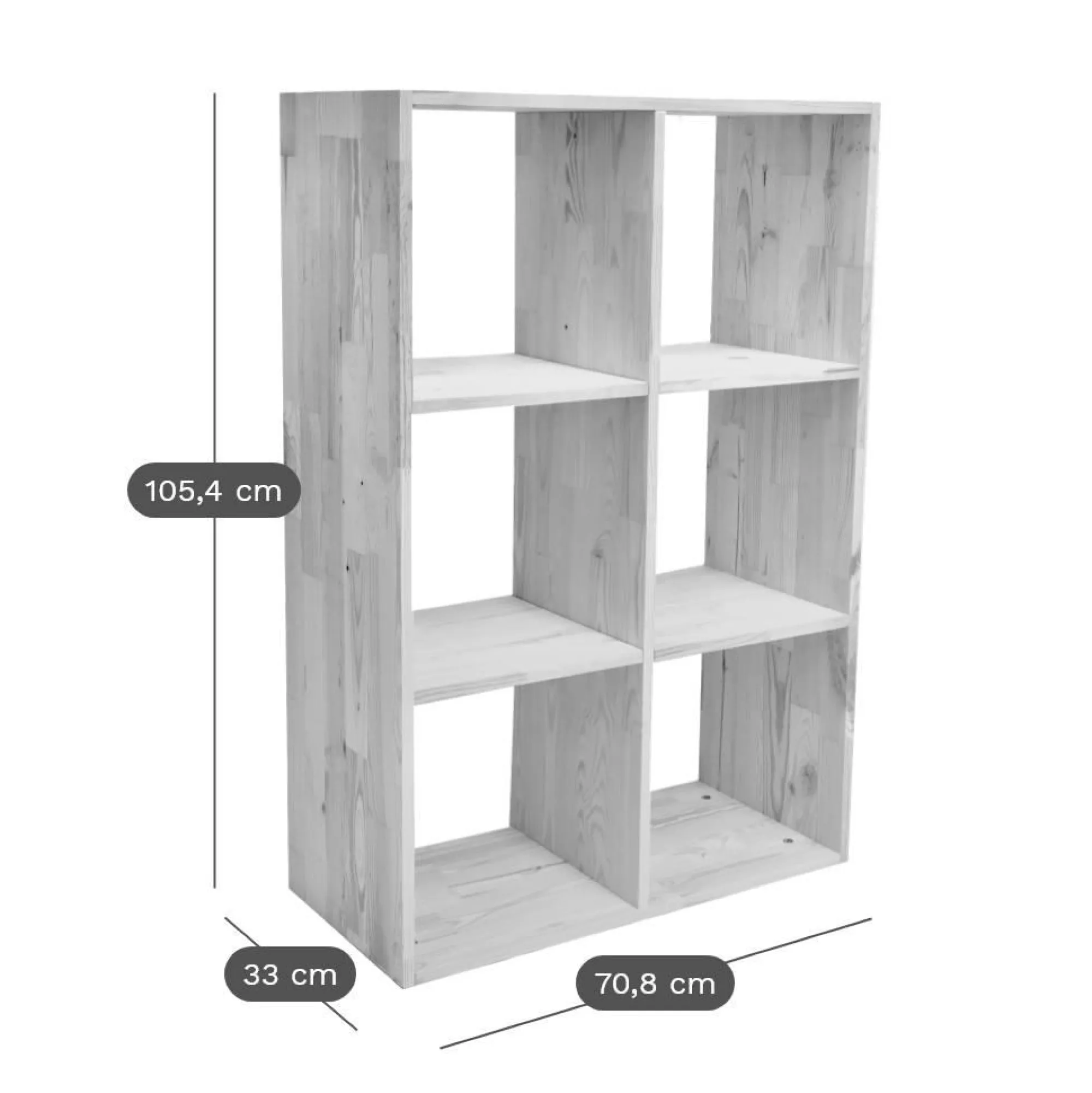 Camif Etagères>Etagère bois massif 2x3 cases Elio
