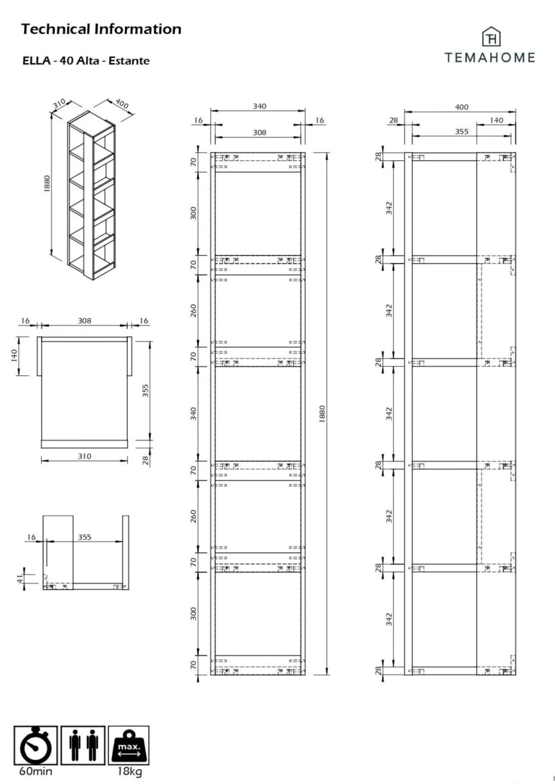 Camif Etagères>Etagère Ella 40 - Haute