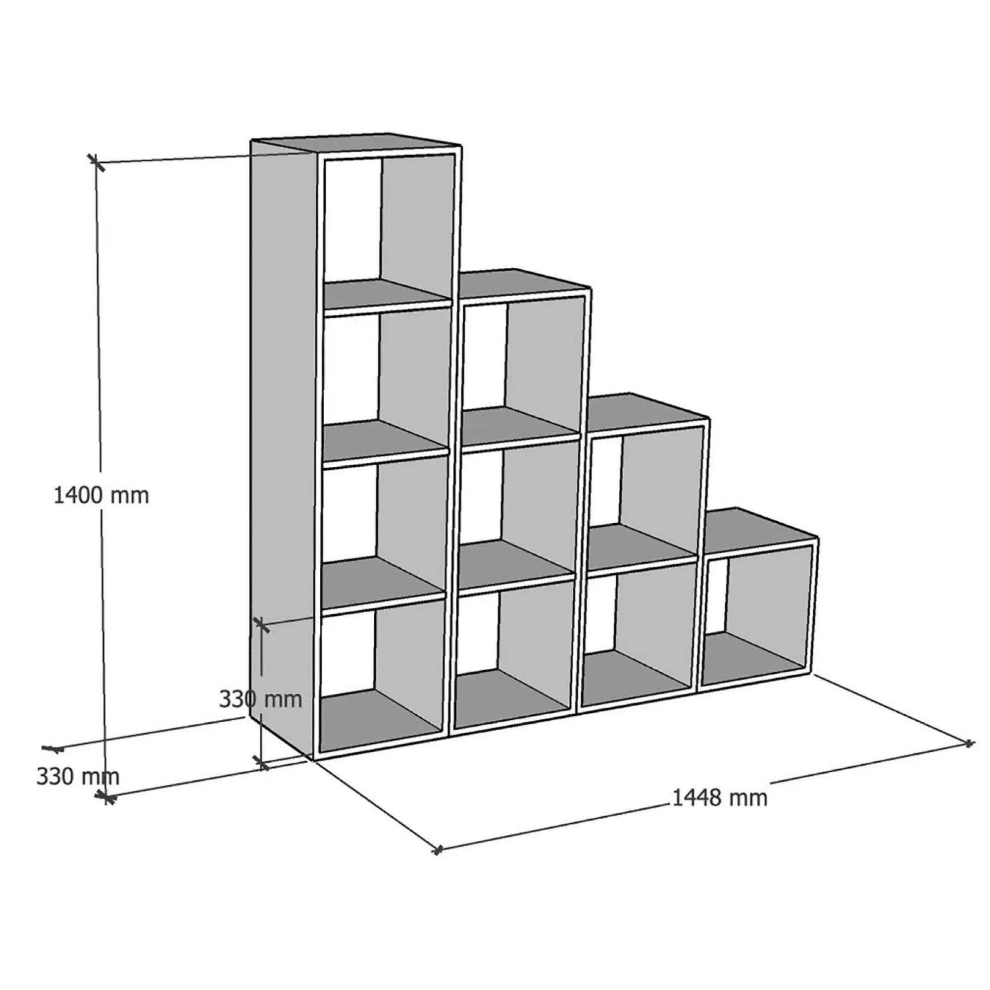Camif Etagères|Bibliothèques>Etagère escalier bois massif moyenne version Elio