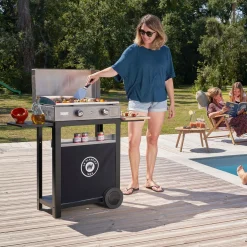 Camif Ensembles Planchas Et Dessertes>LE MARQUIER Ensemble Plancha, Chariot et Couvercle La Plancha Inox Gaz 260