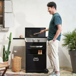 Camif Ensembles Planchas Et Dessertes>LE MARQUIER Ensemble Plancha Électrique, Chariot et Couvercle en Acier et Inox Original