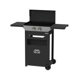 Camif Ensembles Planchas Et Dessertes>LE MARQUIER Ensemble Plancha Gaz, Chariot et Couvercle en Acier et Inox Original