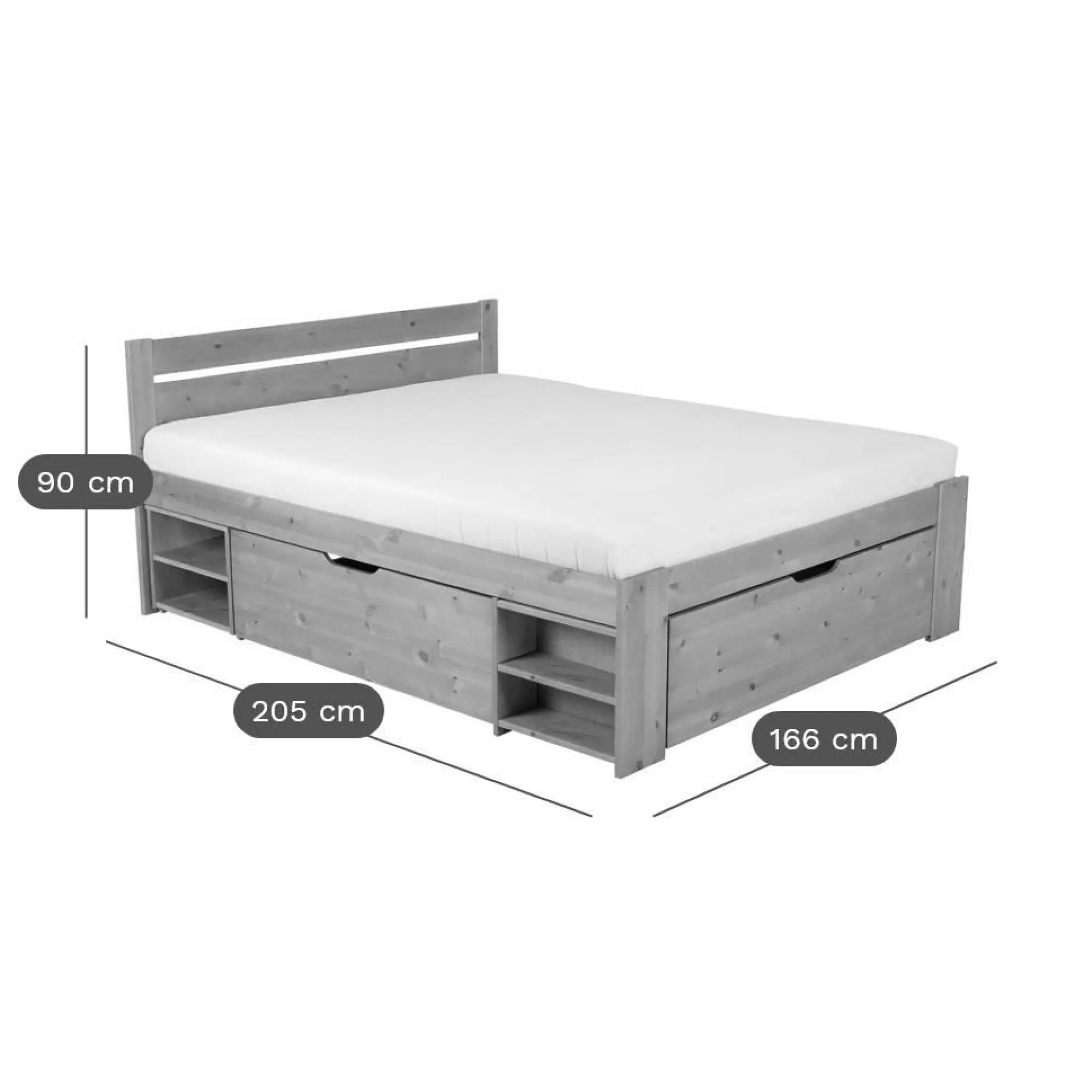 Camif Lits Avec Rangement|Lits Avec Rangement>Lit rangement bois massif Tara - - 160 x 200 cm