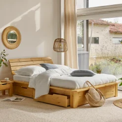 Camif Lits Avec Rangement|Lits Avec Rangement>Lit rangement bois massif Tania - 140 x 190 cm