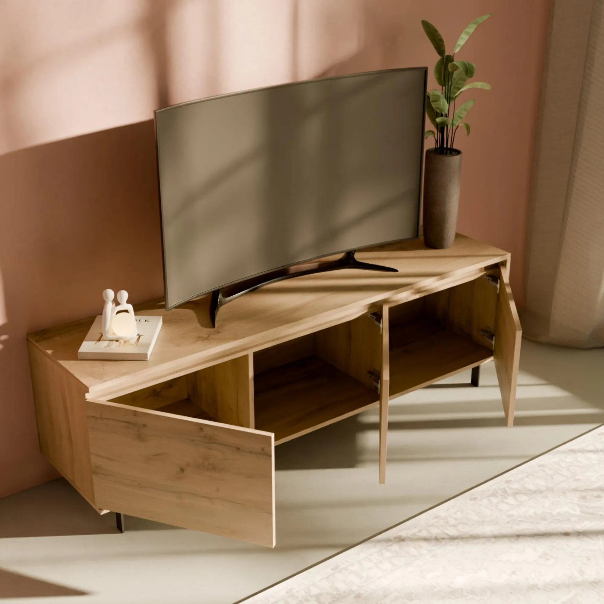 Camif Meubles Tv>Meuble TV 3 portes décor bois Gustavo -