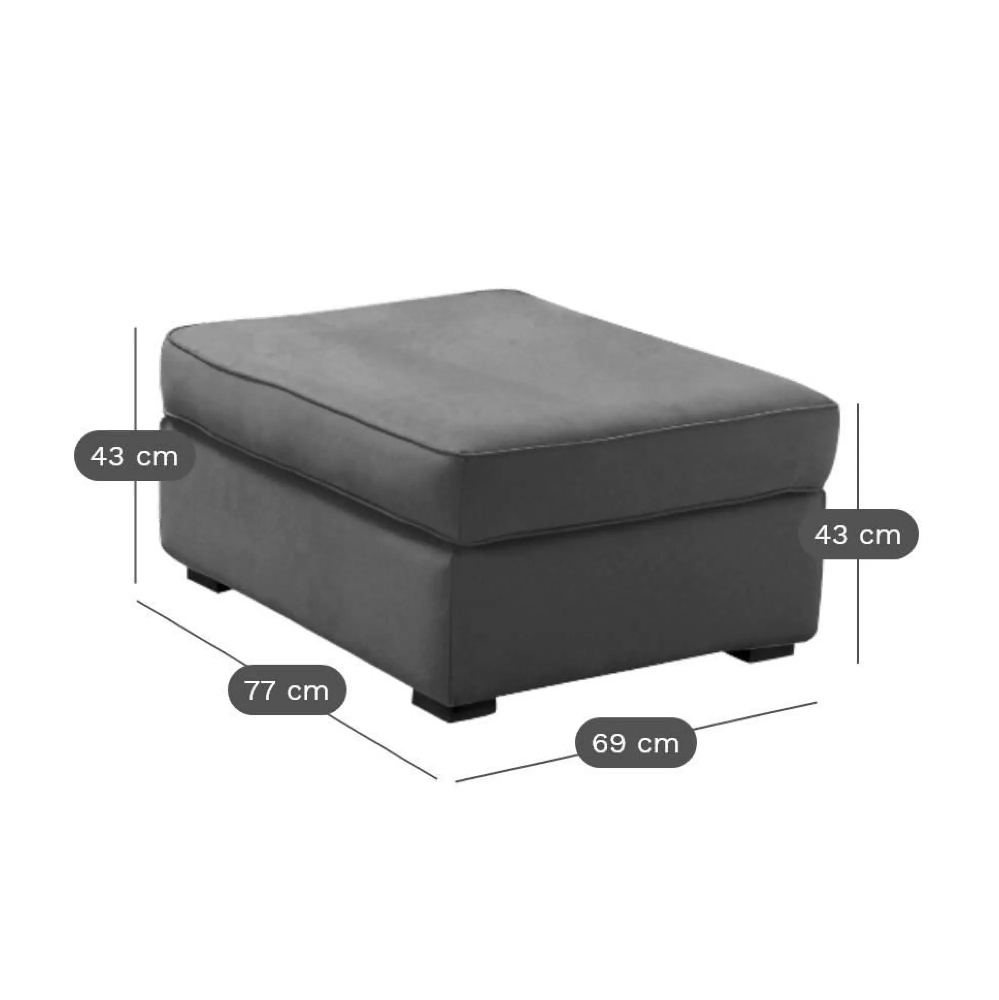 Camif Repose-Pieds>Pouf tissu coton déhoussable Marbella -