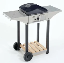 Camif Ensembles Planchas Et Dessertes|Planchas>ROLLER GRILL Ensemble Plancha émaillé 400x400 gaz + desserte bois/inox