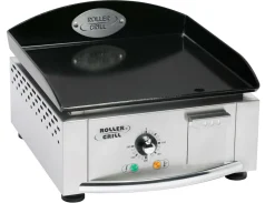Camif Ensembles Planchas Et Dessertes>ROLLER GRILL Ensemble Plancha emaille 400x400 électrique + desserte inox et bois