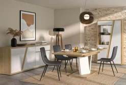 Camif Tables À Manger|Tables>Table à manger rectangulaire extensible décor bois et blanc 8 à 10 personnes Gustave