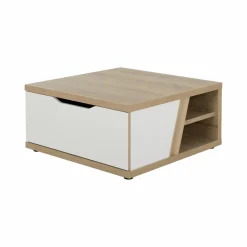 Camif Tables Basses>Table basse carrée décor bois et blanc avec tiroir Gustave