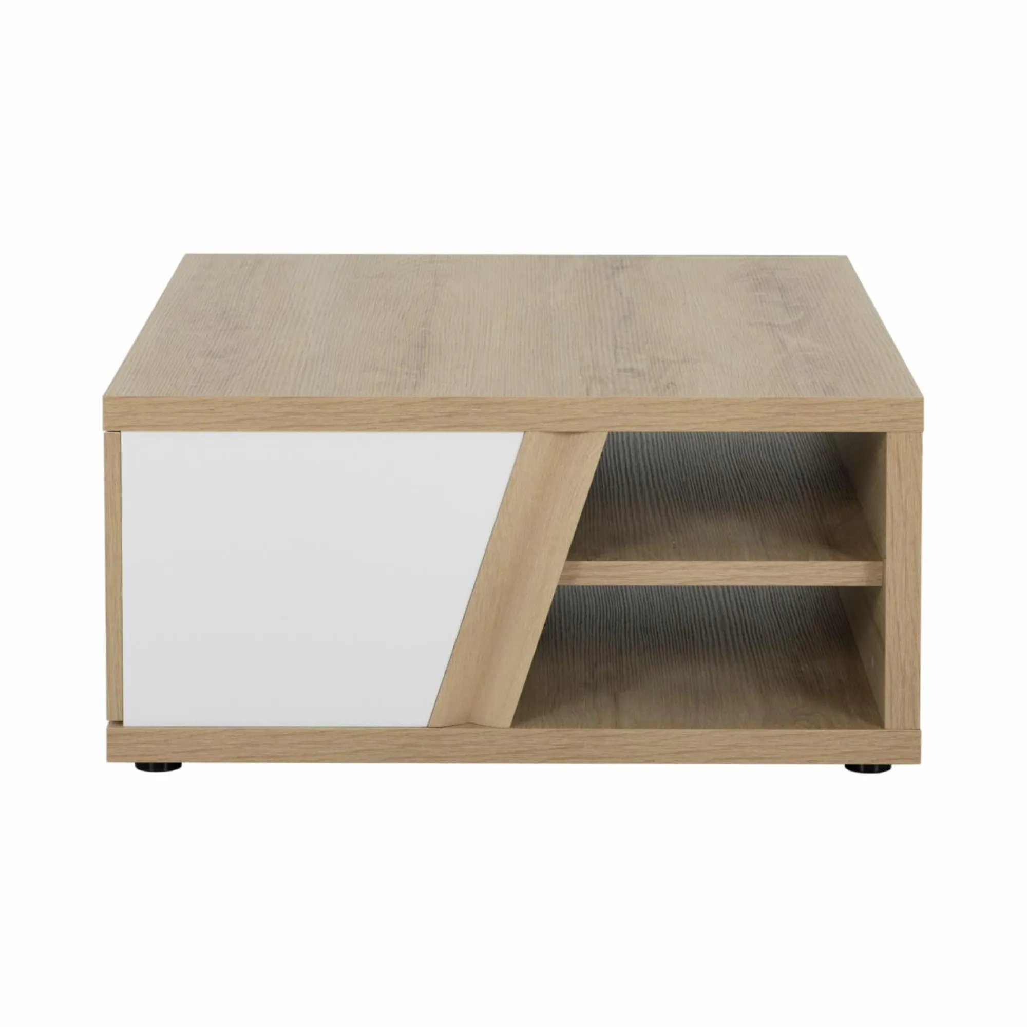Camif Tables Basses>Table basse carrée décor bois et blanc avec tiroir Gustave